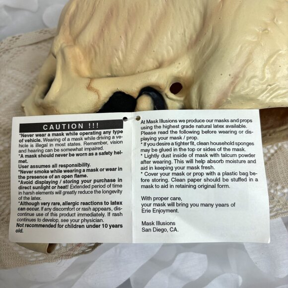Mask Illusions Vintage  Collectible 90’s Realistic Skull Latex Mask - Picture 10 of 11